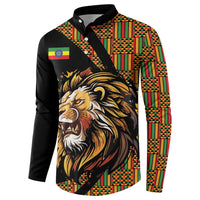 Ethiopia Button Sweatshirt Ethiopian Lion Style Pattern - Wonder Print Shop