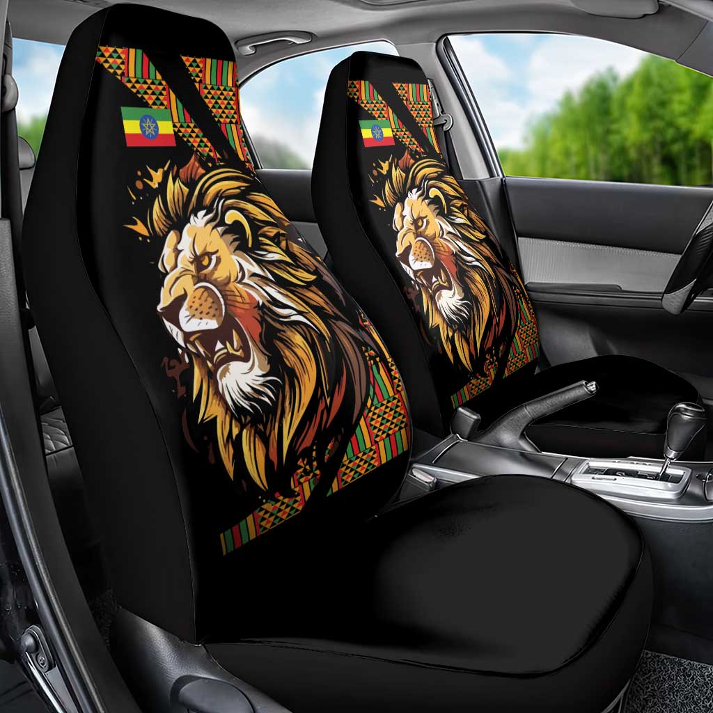 Ethiopia Car Seat Cover Ethiopian Lion Style Pattern - Wonder Print Shop