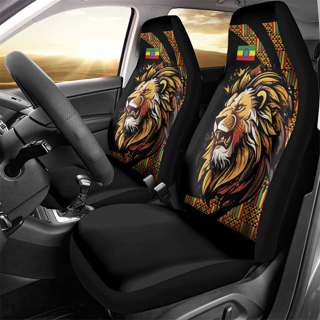 Ethiopia Car Seat Cover Ethiopian Lion Style Pattern - Wonder Print Shop