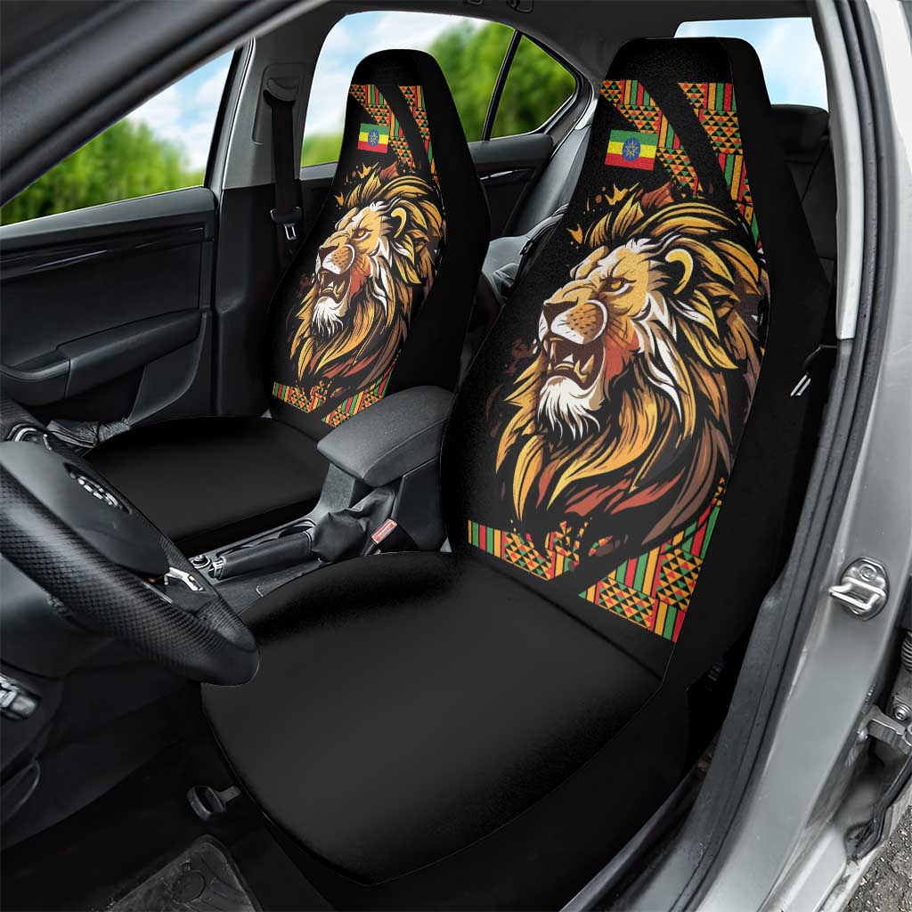 Ethiopia Car Seat Cover Ethiopian Lion Style Pattern - Wonder Print Shop