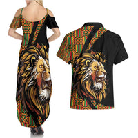 Ethiopia Couples Matching Summer Maxi Dress and Hawaiian Shirt Ethiopian Lion Style Pattern - Wonder Print Shop