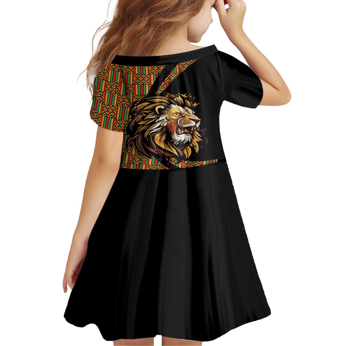 Ethiopia Family Matching Off The Shoulder Long Sleeve Dress and Hawaiian Shirt Ethiopian Lion Style Pattern - Wonder Print Shop