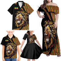Ethiopia Family Matching Off Shoulder Maxi Dress and Hawaiian Shirt Ethiopian Lion Style Pattern - Wonder Print Shop
