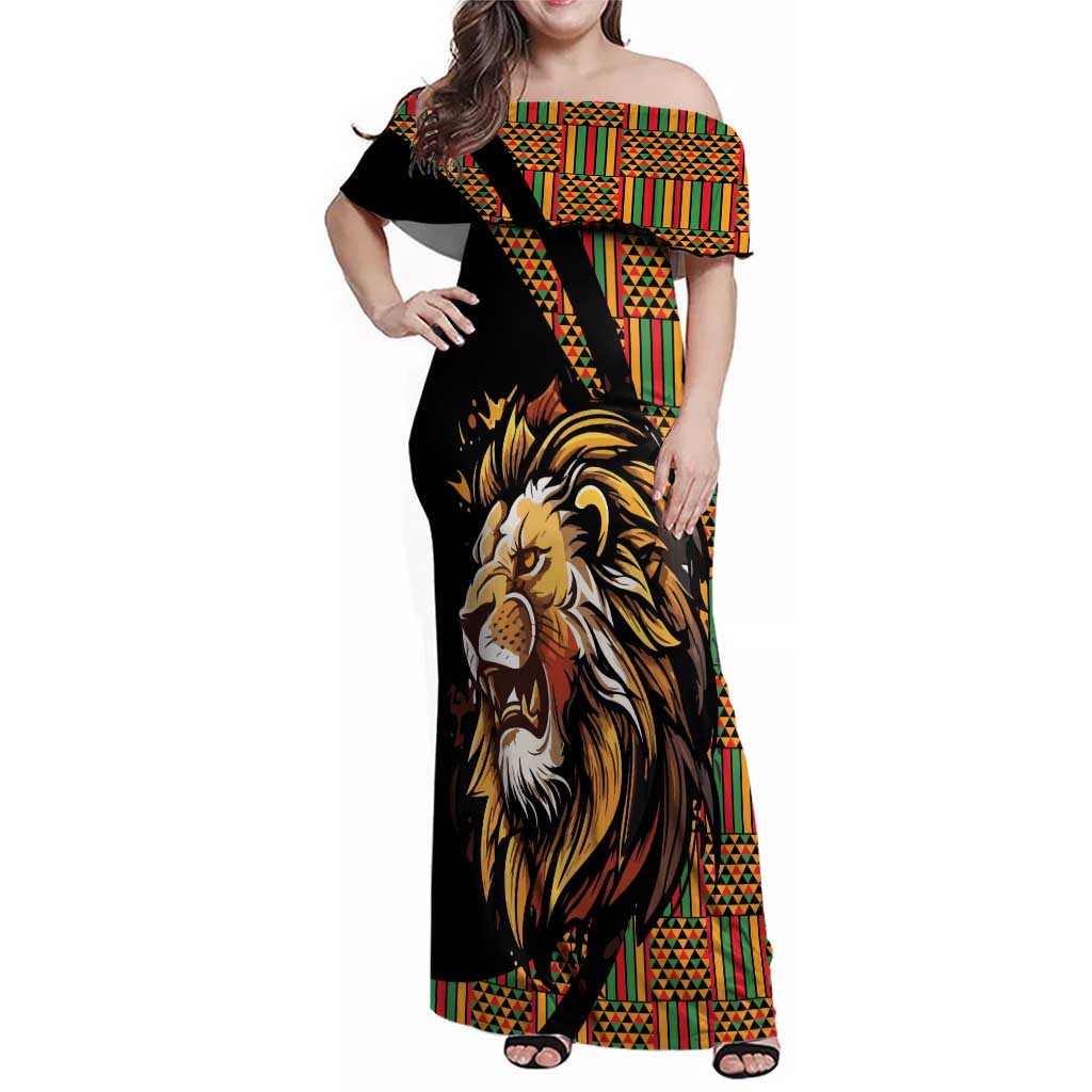 Ethiopia Family Matching Off Shoulder Maxi Dress and Hawaiian Shirt Ethiopian Lion Style Pattern - Wonder Print Shop