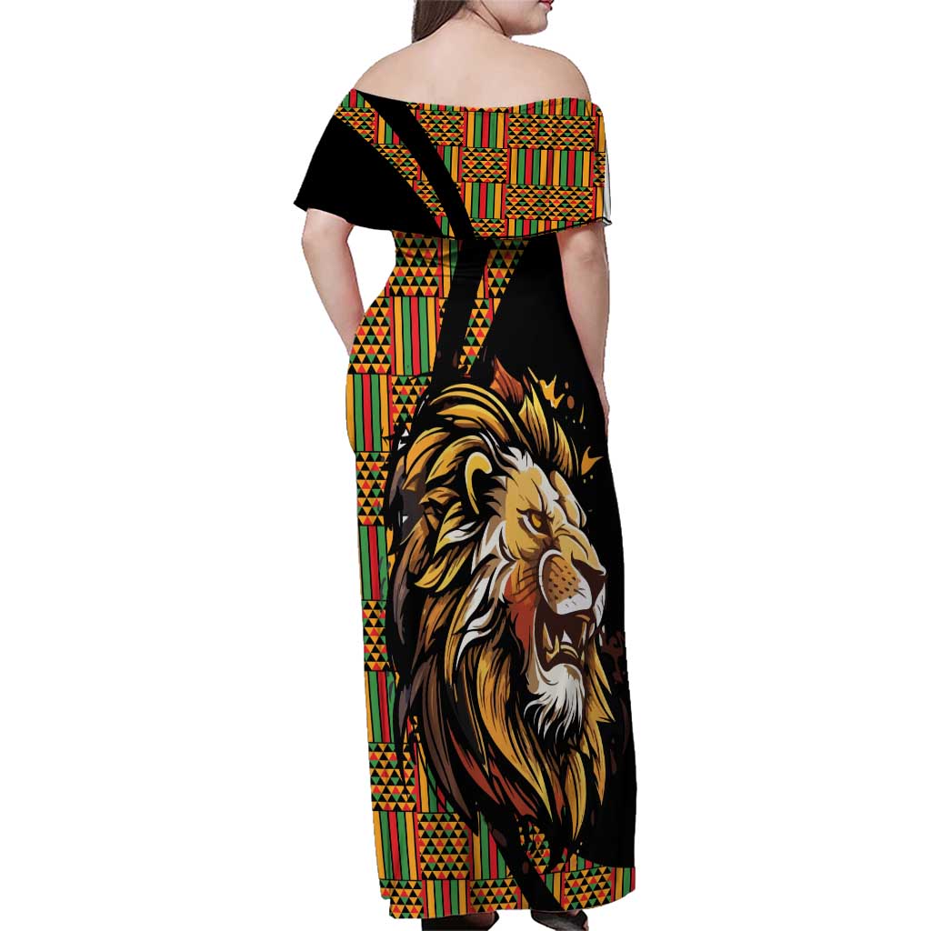 Ethiopia Family Matching Off Shoulder Maxi Dress and Hawaiian Shirt Ethiopian Lion Style Pattern - Wonder Print Shop