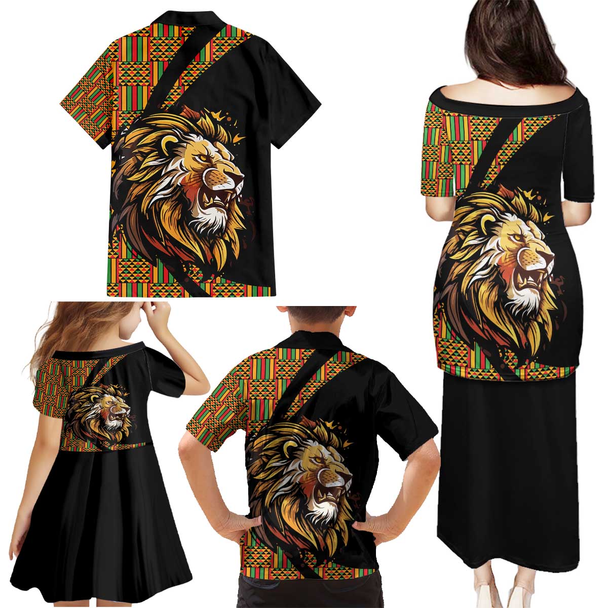 Ethiopia Family Matching Puletasi and Hawaiian Shirt Ethiopian Lion Style Pattern - Wonder Print Shop