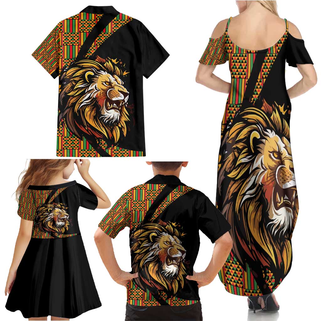 Ethiopia Family Matching Summer Maxi Dress and Hawaiian Shirt Ethiopian Lion Style Pattern - Wonder Print Shop