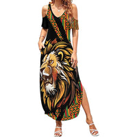 Ethiopia Family Matching Summer Maxi Dress and Hawaiian Shirt Ethiopian Lion Style Pattern - Wonder Print Shop