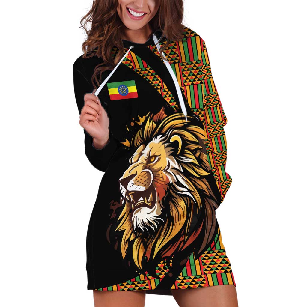 Ethiopia Hoodie Dress Ethiopian Lion Style Pattern - Wonder Print Shop