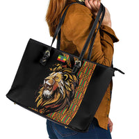 Ethiopia Leather Tote Bag Ethiopian Lion Style Pattern - Wonder Print Shop