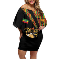 Ethiopia Off Shoulder Short Dress Ethiopian Lion Style Pattern - Wonder Print Shop