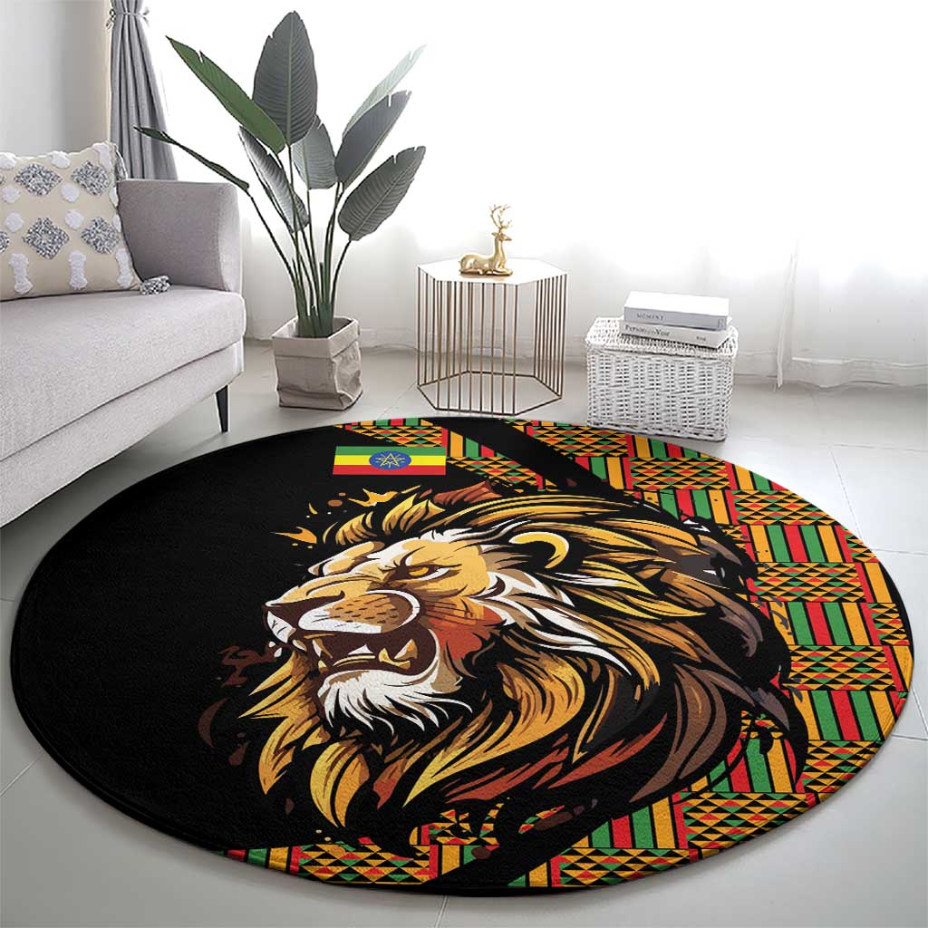 Ethiopia Round Carpet Ethiopian Lion Style Pattern