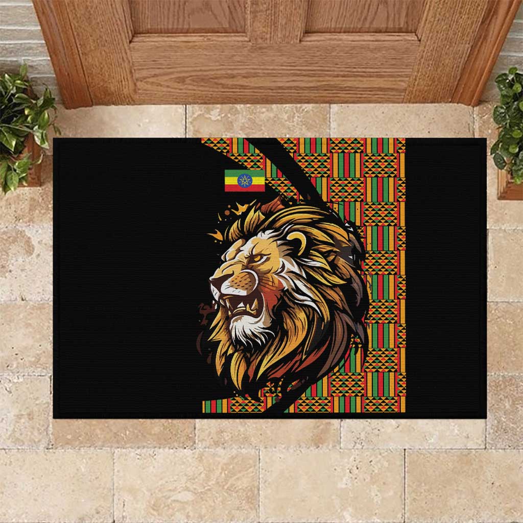 Ethiopia Rubber Doormat Ethiopian Lion Style Pattern - Wonder Print Shop
