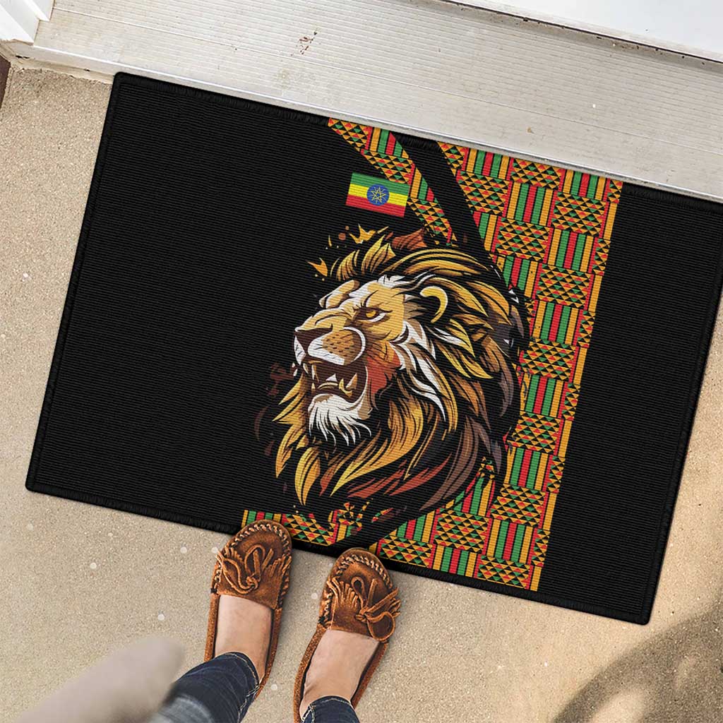Ethiopia Rubber Doormat Ethiopian Lion Style Pattern - Wonder Print Shop
