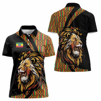 Ethiopia Women Polo Shirt Ethiopian Lion Style Pattern - Wonder Print Shop