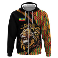 Ethiopia Zip Hoodie Ethiopian Lion Style Pattern - Wonder Print Shop