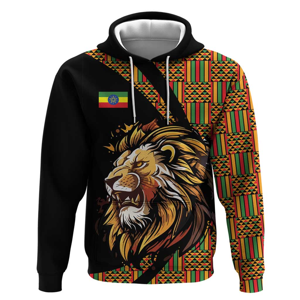 Ethiopia Zip Hoodie Ethiopian Lion Style Pattern - Wonder Print Shop