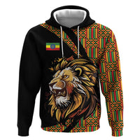 Ethiopia Zip Hoodie Ethiopian Lion Style Pattern - Wonder Print Shop