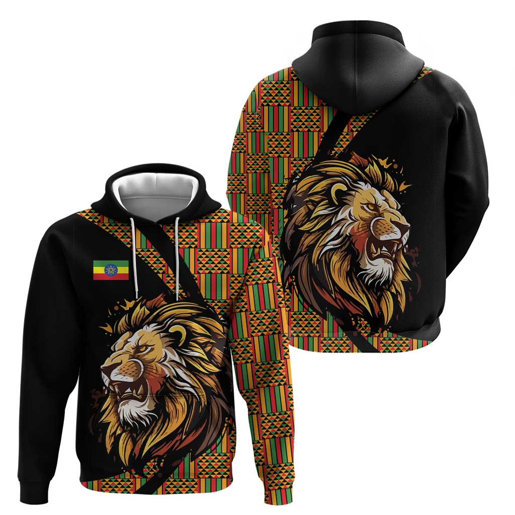 Ethiopia Zip Hoodie Ethiopian Lion Style Pattern - Wonder Print Shop