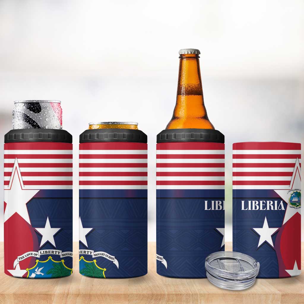 Liberia National Flag Day 4 in 1 Can Cooler Tumbler All Hail Liberia Hail