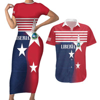 Liberia National Flag Day Couples Matching Short Sleeve Bodycon Dress and Hawaiian Shirt All Hail Liberia Hail