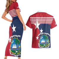 Liberia National Flag Day Couples Matching Short Sleeve Bodycon Dress and Hawaiian Shirt All Hail Liberia Hail