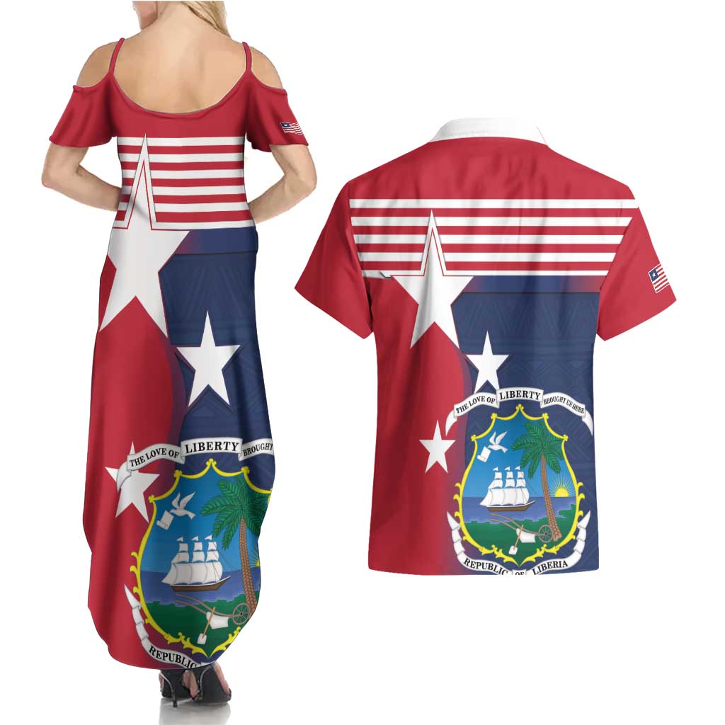 Liberia National Flag Day Couples Matching Summer Maxi Dress and Hawaiian Shirt All Hail Liberia Hail