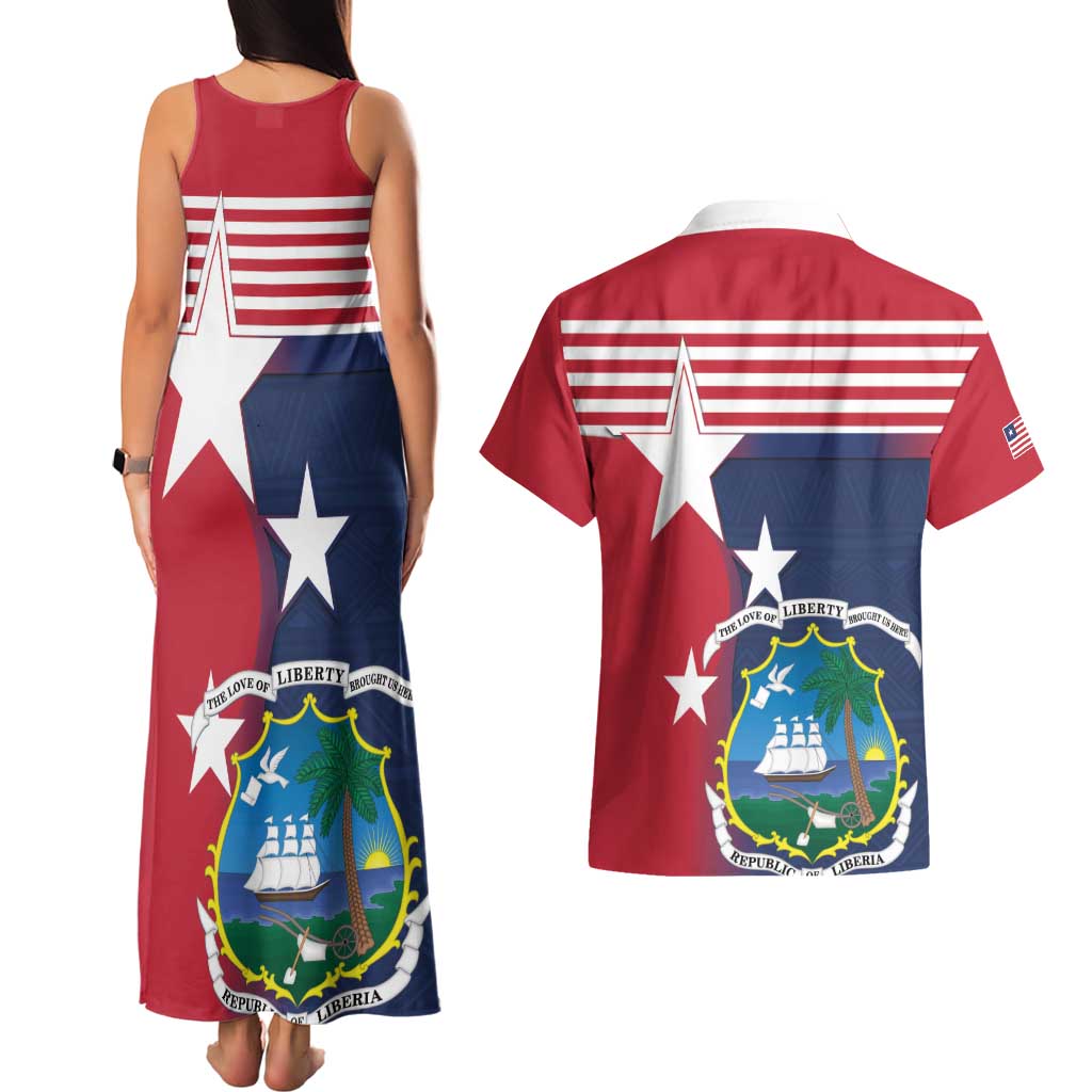 Liberia National Flag Day Couples Matching Tank Maxi Dress and Hawaiian Shirt All Hail Liberia Hail