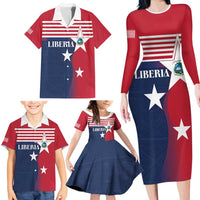 Liberia National Flag Day Family Matching Long Sleeve Bodycon Dress and Hawaiian Shirt All Hail Liberia Hail