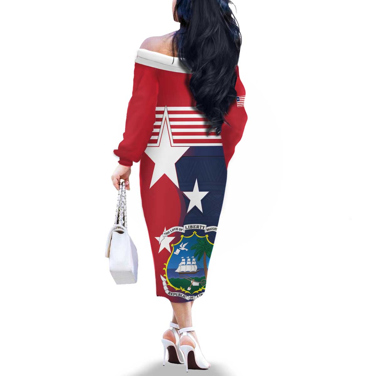 Liberia National Flag Day Family Matching Off The Shoulder Long Sleeve Dress and Hawaiian Shirt All Hail Liberia Hail