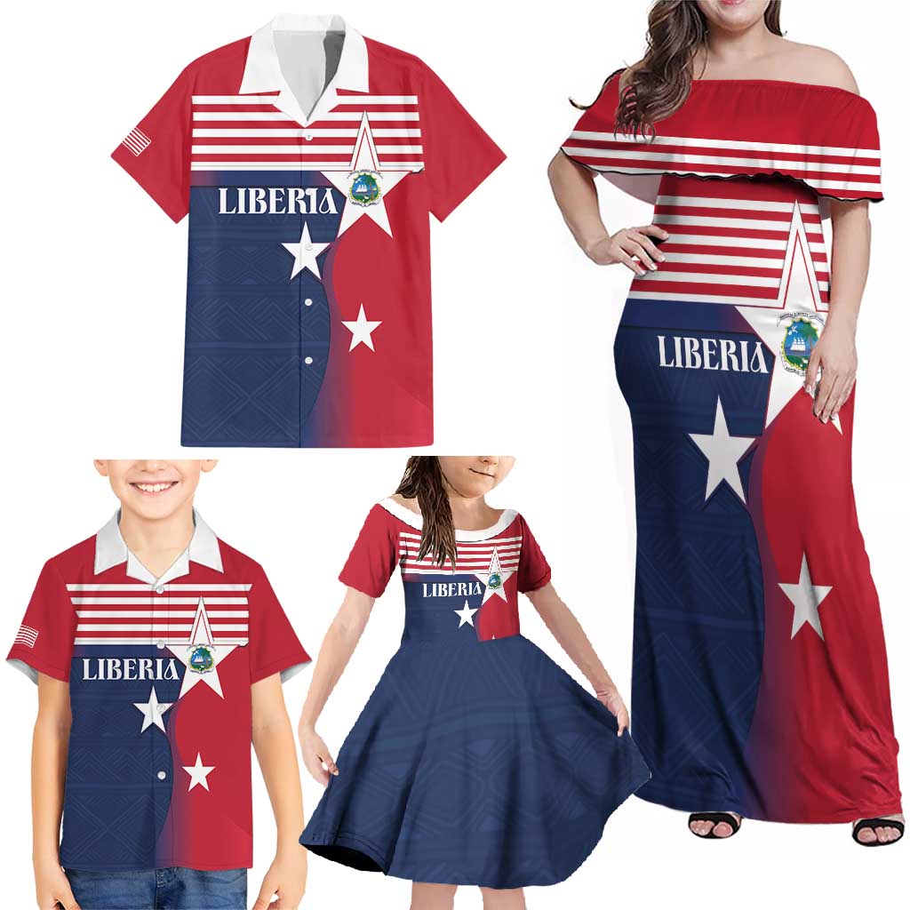 Liberia National Flag Day Family Matching Off Shoulder Maxi Dress and Hawaiian Shirt All Hail Liberia Hail