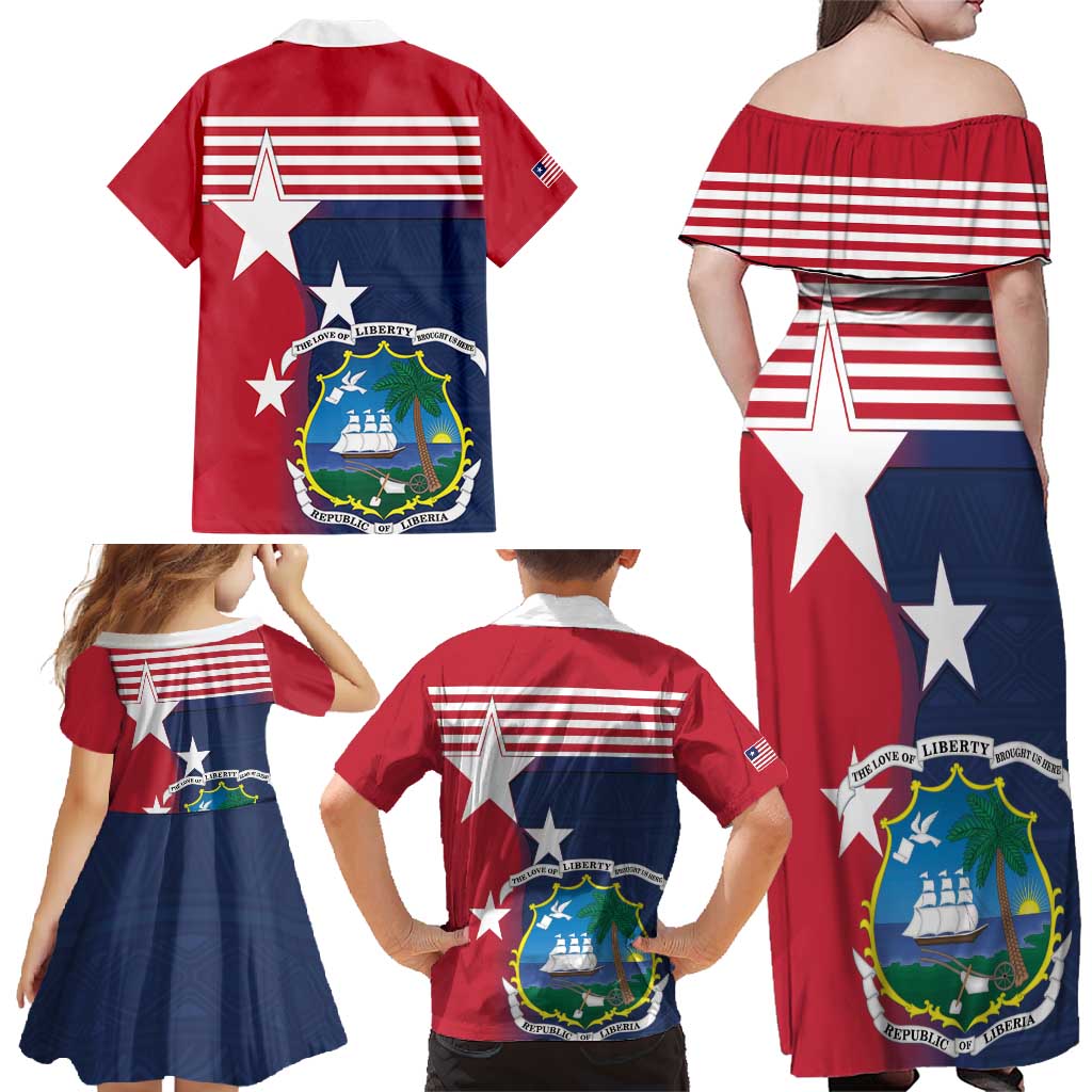 Liberia National Flag Day Family Matching Off Shoulder Maxi Dress and Hawaiian Shirt All Hail Liberia Hail