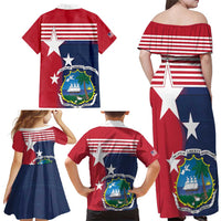 Liberia National Flag Day Family Matching Off Shoulder Maxi Dress and Hawaiian Shirt All Hail Liberia Hail