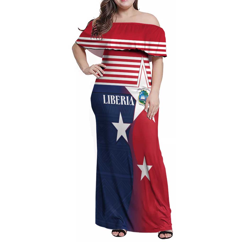 Liberia National Flag Day Family Matching Off Shoulder Maxi Dress and Hawaiian Shirt All Hail Liberia Hail