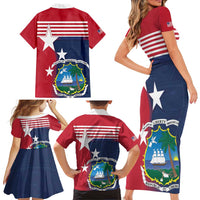 Liberia National Flag Day Family Matching Short Sleeve Bodycon Dress and Hawaiian Shirt All Hail Liberia Hail