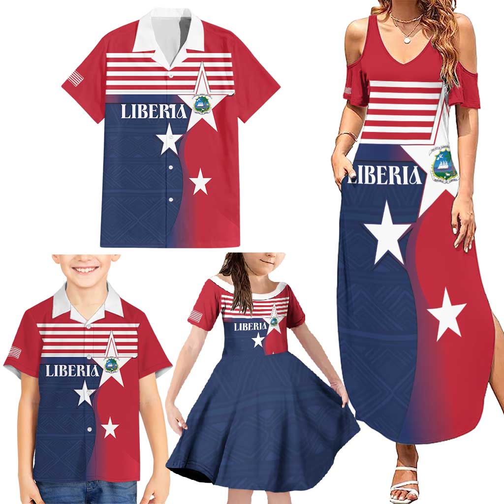 Liberia National Flag Day Family Matching Summer Maxi Dress and Hawaiian Shirt All Hail Liberia Hail