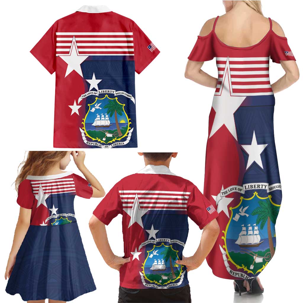 Liberia National Flag Day Family Matching Summer Maxi Dress and Hawaiian Shirt All Hail Liberia Hail