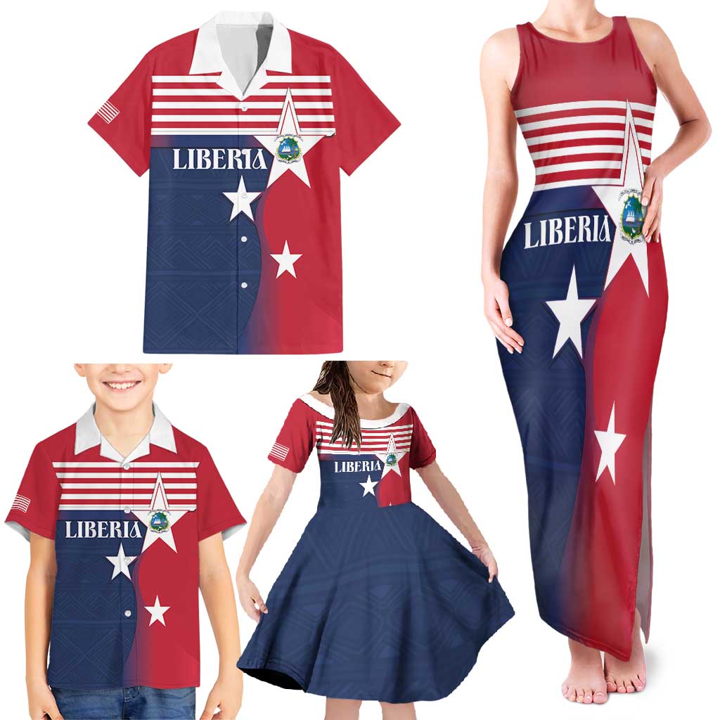 Liberia National Flag Day Family Matching Tank Maxi Dress and Hawaiian Shirt All Hail Liberia Hail