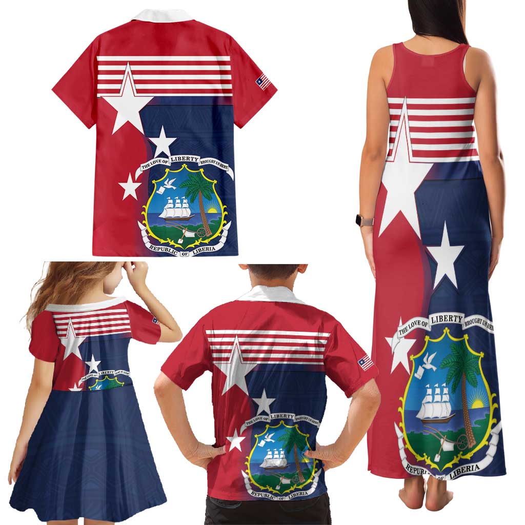 Liberia National Flag Day Family Matching Tank Maxi Dress and Hawaiian Shirt All Hail Liberia Hail