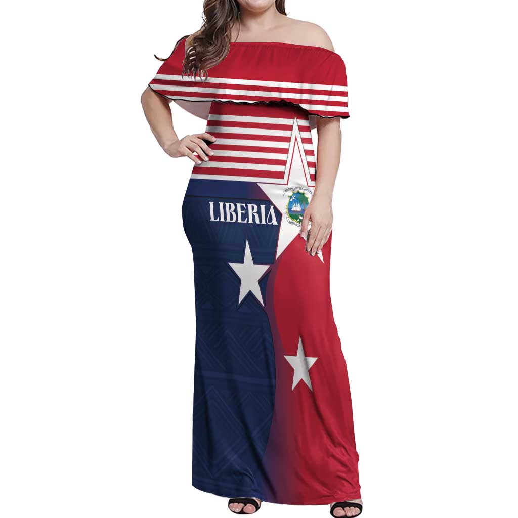 Liberia National Flag Day Off Shoulder Maxi Dress All Hail Liberia Hail