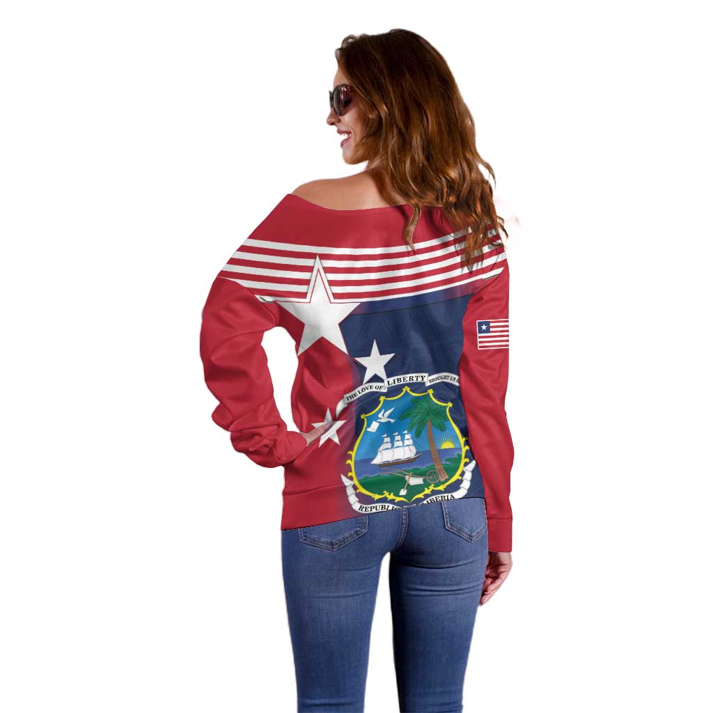 Liberia National Flag Day Off Shoulder Sweater All Hail Liberia Hail