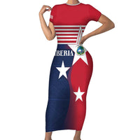 Liberia National Flag Day Short Sleeve Bodycon Dress All Hail Liberia Hail