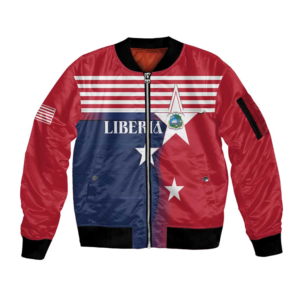 Liberia National Flag Day Sleeve Zip Bomber Jacket All Hail Liberia Hail