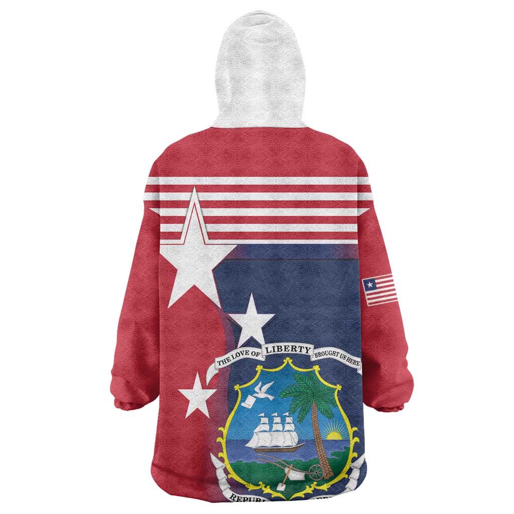 Liberia National Flag Day Wearable Blanket Hoodie All Hail Liberia Hail