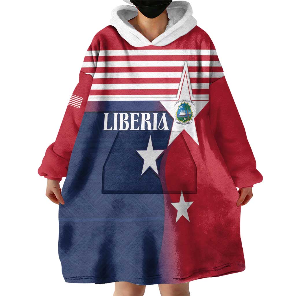 Liberia National Flag Day Wearable Blanket Hoodie All Hail Liberia Hail