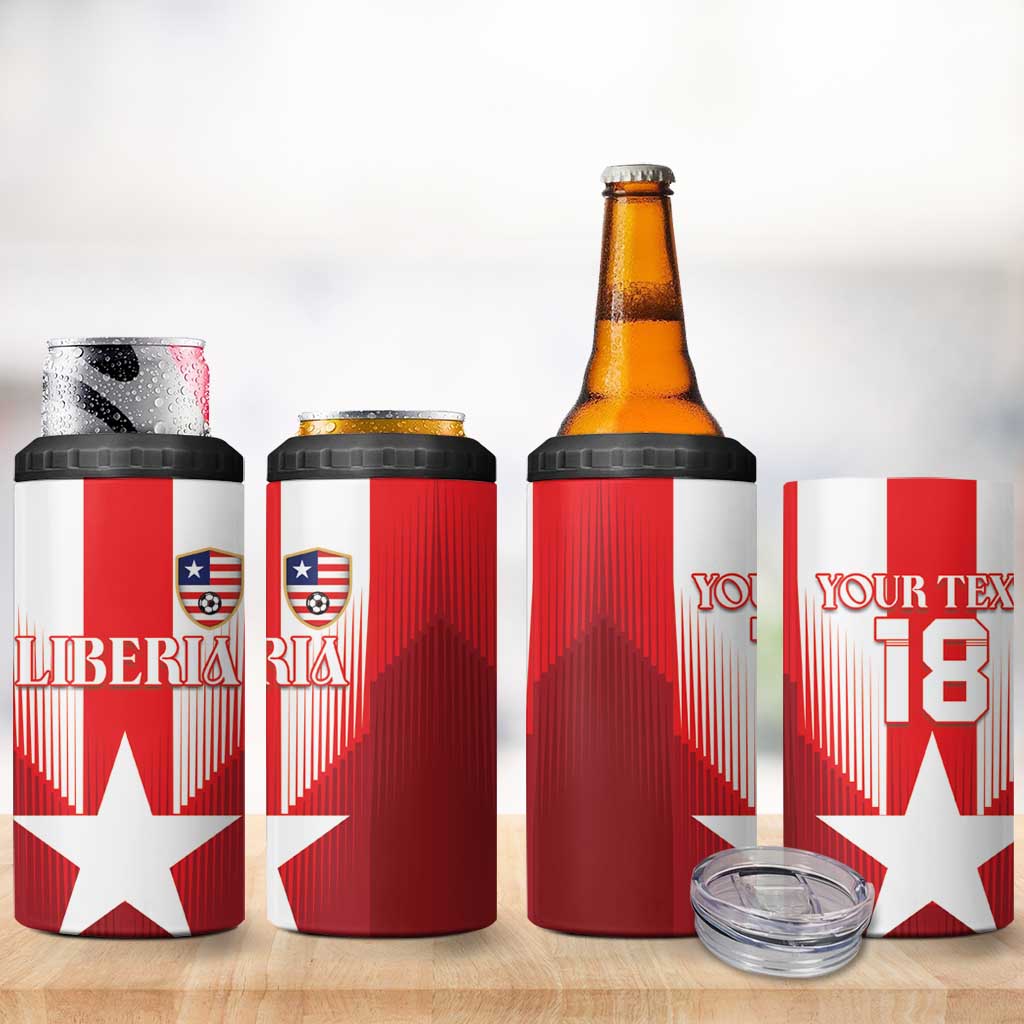 Custom Liberia Football 4 in 1 Can Cooler Tumbler Lone Stars Go Champion