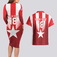 Custom Liberia Football Couples Matching Long Sleeve Bodycon Dress and Hawaiian Shirt Lone Stars Go Champion