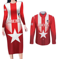 Custom Liberia Football Couples Matching Long Sleeve Bodycon Dress and Long Sleeve Button Shirt Lone Stars Go Champion