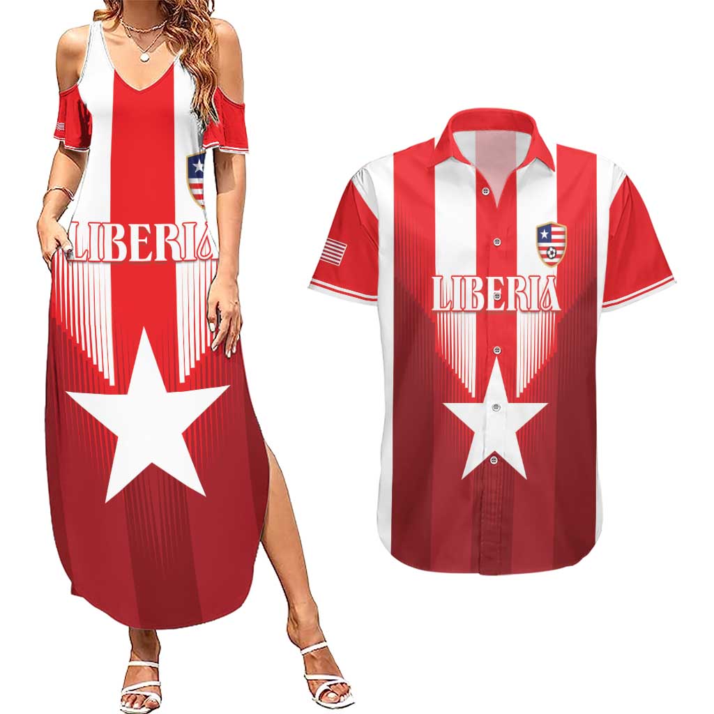 Custom Liberia Football Couples Matching Summer Maxi Dress and Hawaiian Shirt Lone Stars Go Champion