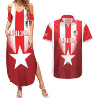 Custom Liberia Football Couples Matching Summer Maxi Dress and Hawaiian Shirt Lone Stars Go Champion